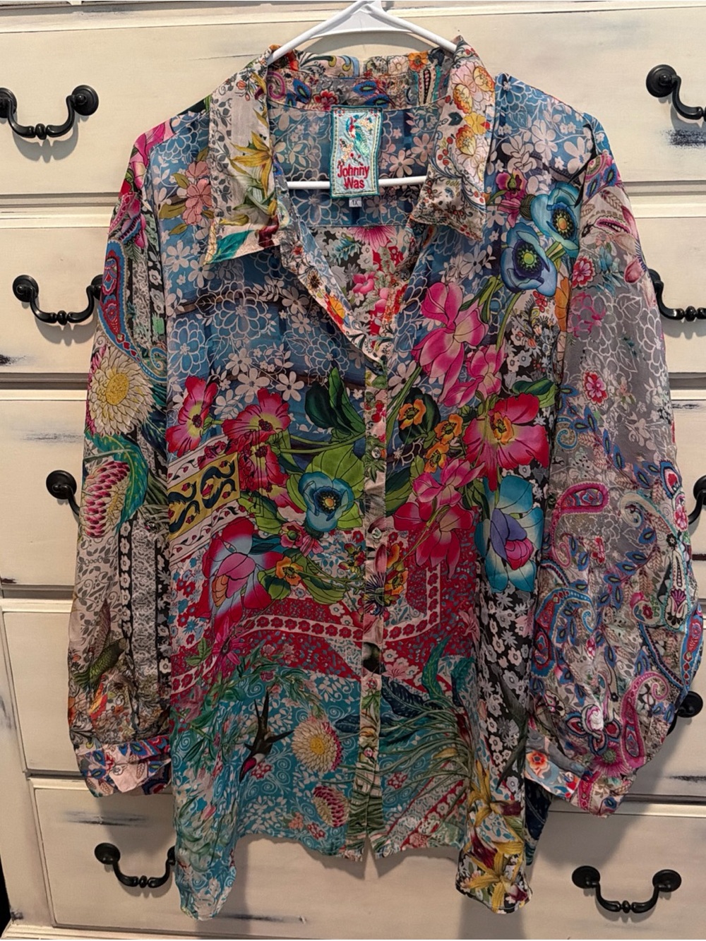 Johnny Was Milla Floral Print Long Sleeve Blouse Top Shirt 1X - Picture 4 of 10